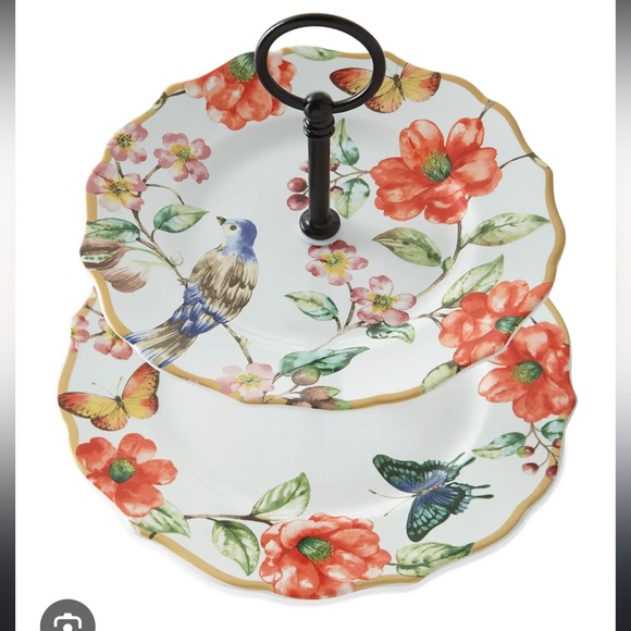 NWT 222 Fifth Ambri 2 Tier Serving Platter Plates - Picture 1 of 4